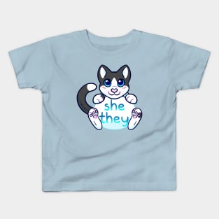 Kitty Pronouns - She/They Kids T-Shirt